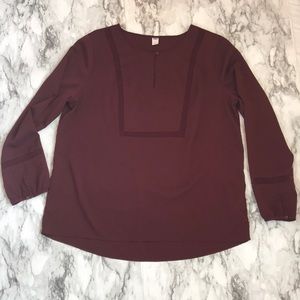 Old Navy Plum Peasant Blouse + Sheer Lace Detail